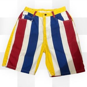 Vintage Colorful Stripe Mom Jean Shorts